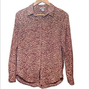 H & M long sleeve blouse animal print red size 4